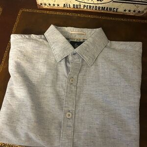 Denim &Flowers Men's Light Blue short sleeve button down  slim fit Shirt size S